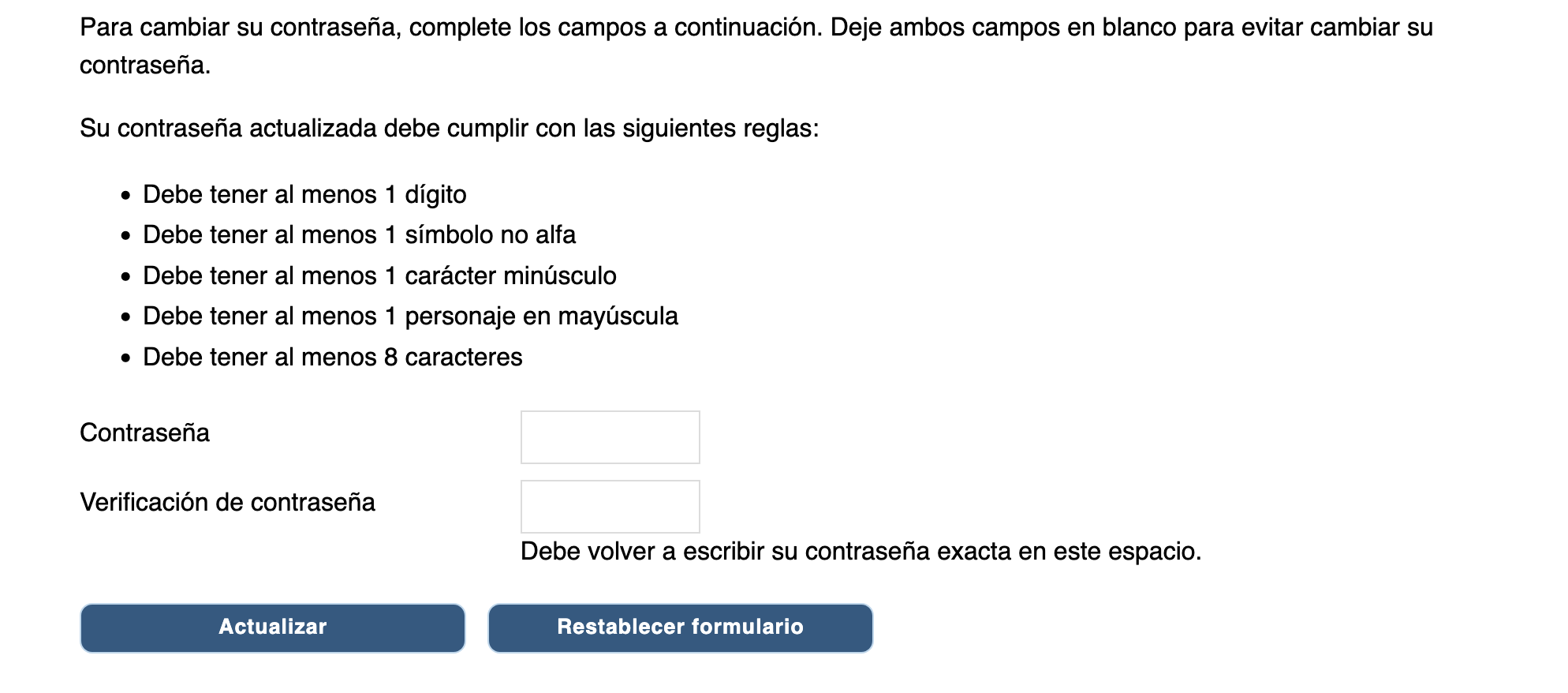 Actualiza contraseña