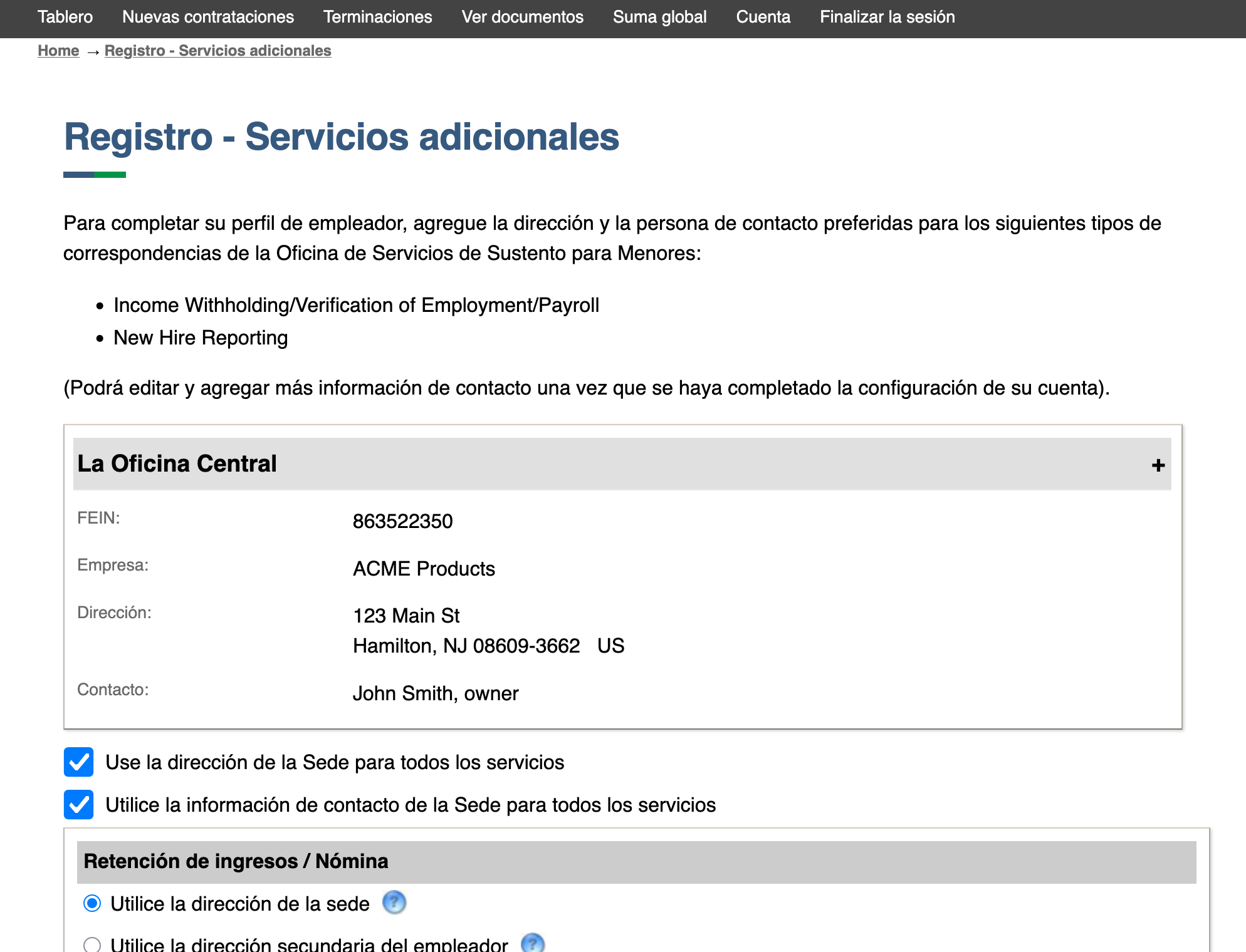 Servicios adicionales