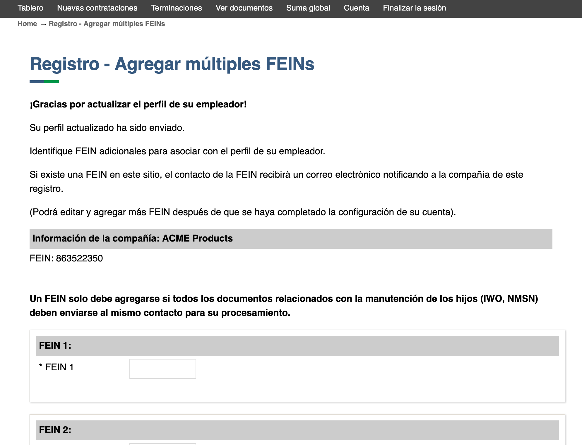 FEINs adicionales