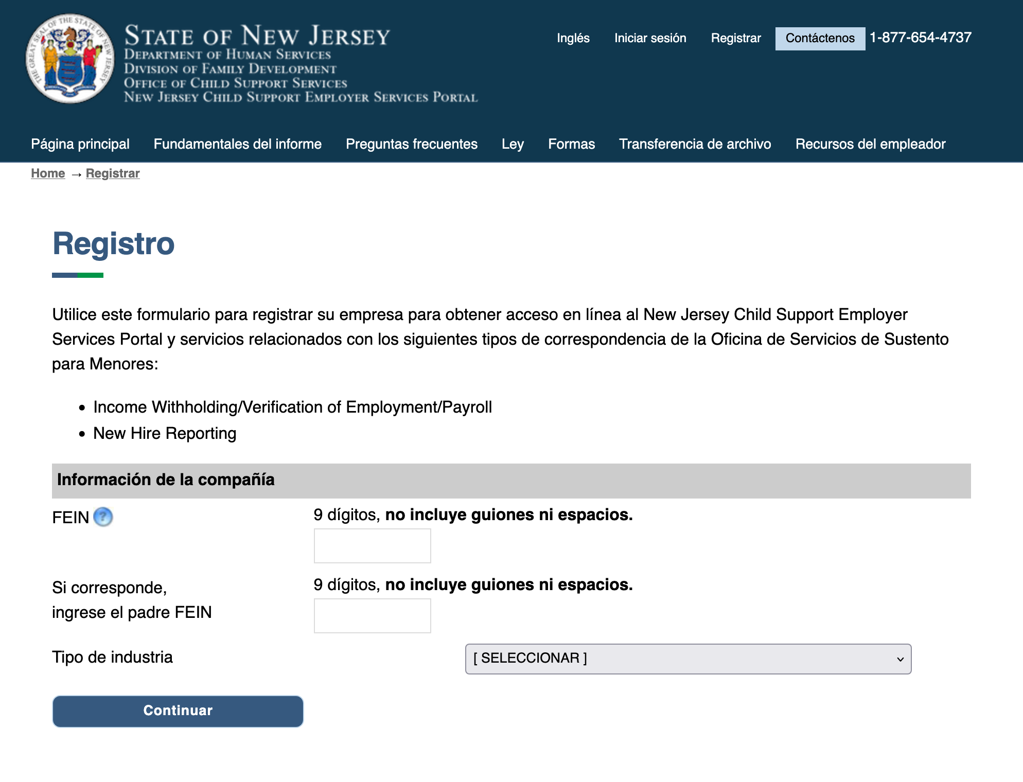 Formulario de registro